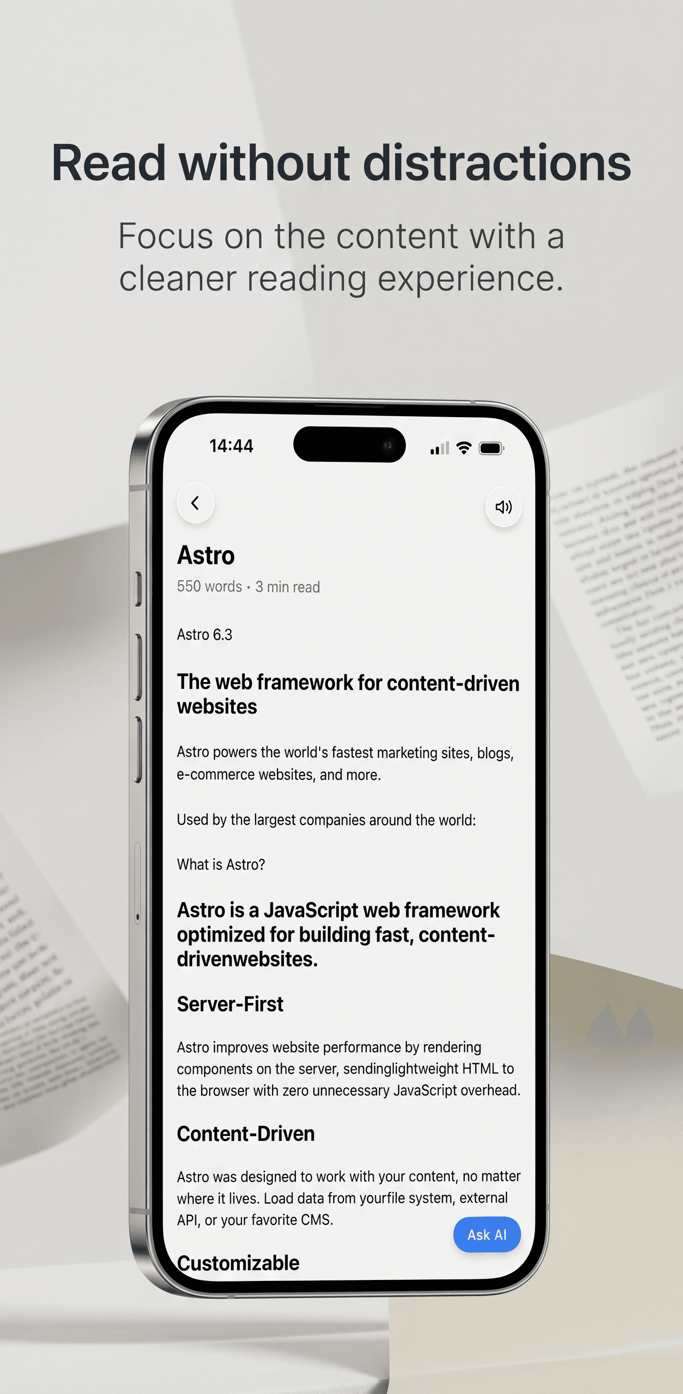 Documind document reader screen