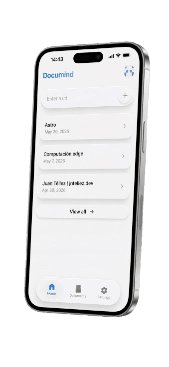 Documind home library screen displayed on an Android device.